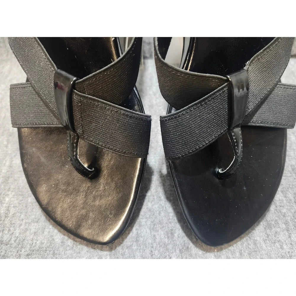 Cato‎ Wedge Thong Strap Sandals Women's Size 8 Black
